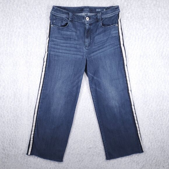 J. Jill Denim Full-Leg High Rise Cropped Jeans Women's 10T Side Stripes - Picture 1 of 8